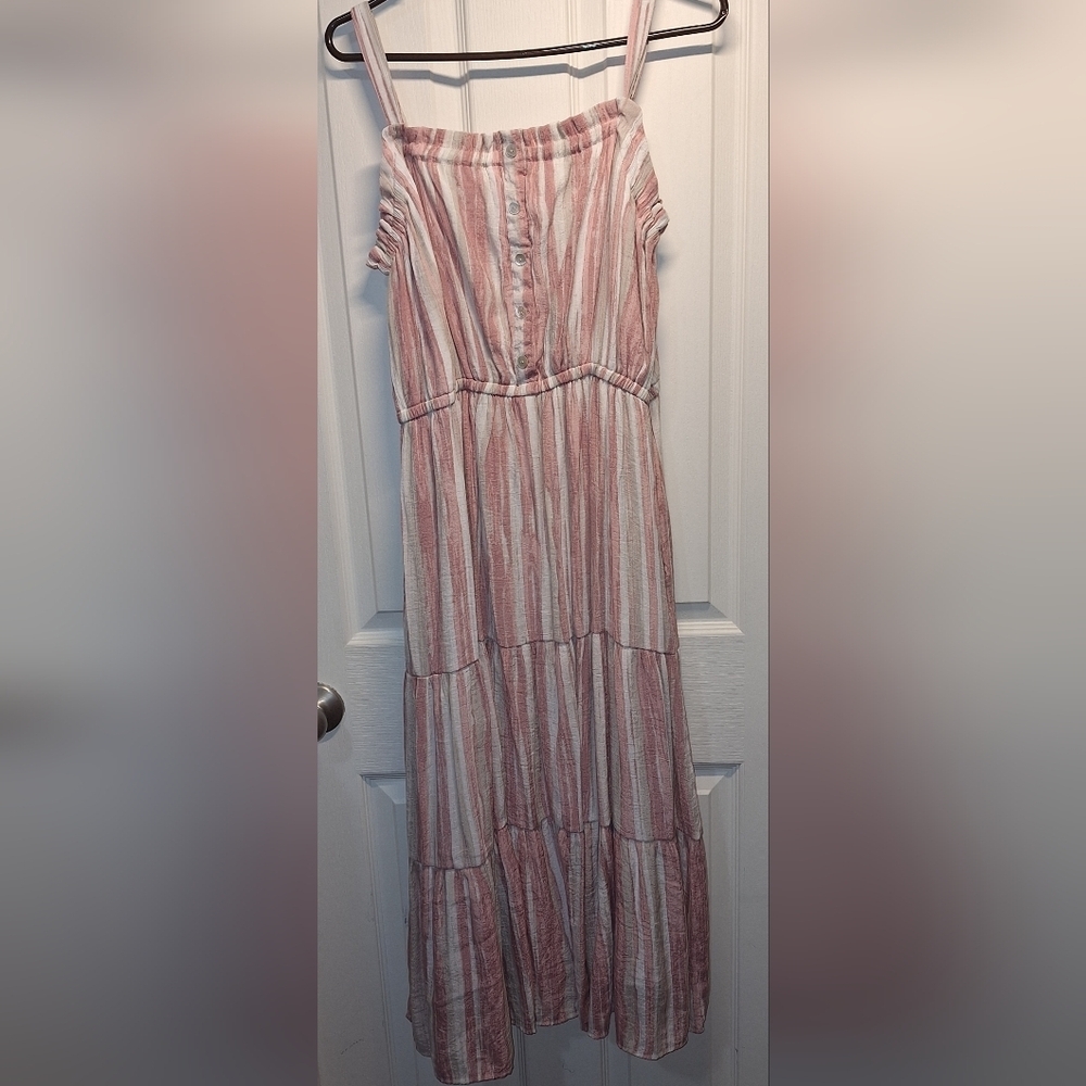 Robert Louis Pink and White Striped Maxi Dress XL